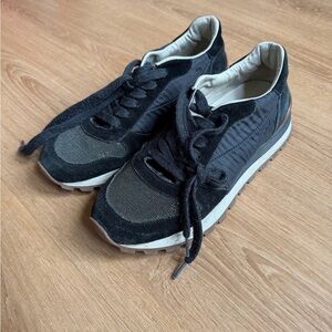 BRUNELLO CUCINELLI Bead-embellished nylon and suede sneakers Sz 8 / 39